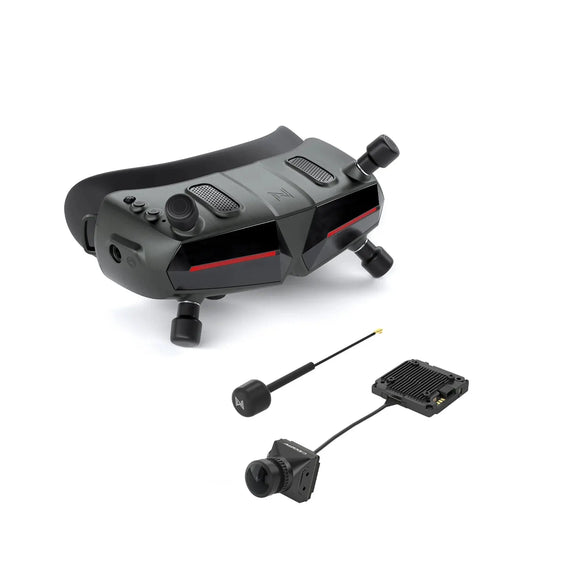 The HeadphoneHeat WalkSnail Avatar Pro Night Vision Edition HD includes black FPV goggles with antennas, 1080P 120fps support, a compact transmitter module, an antenna, and a camera unit—all displayed on a white background.