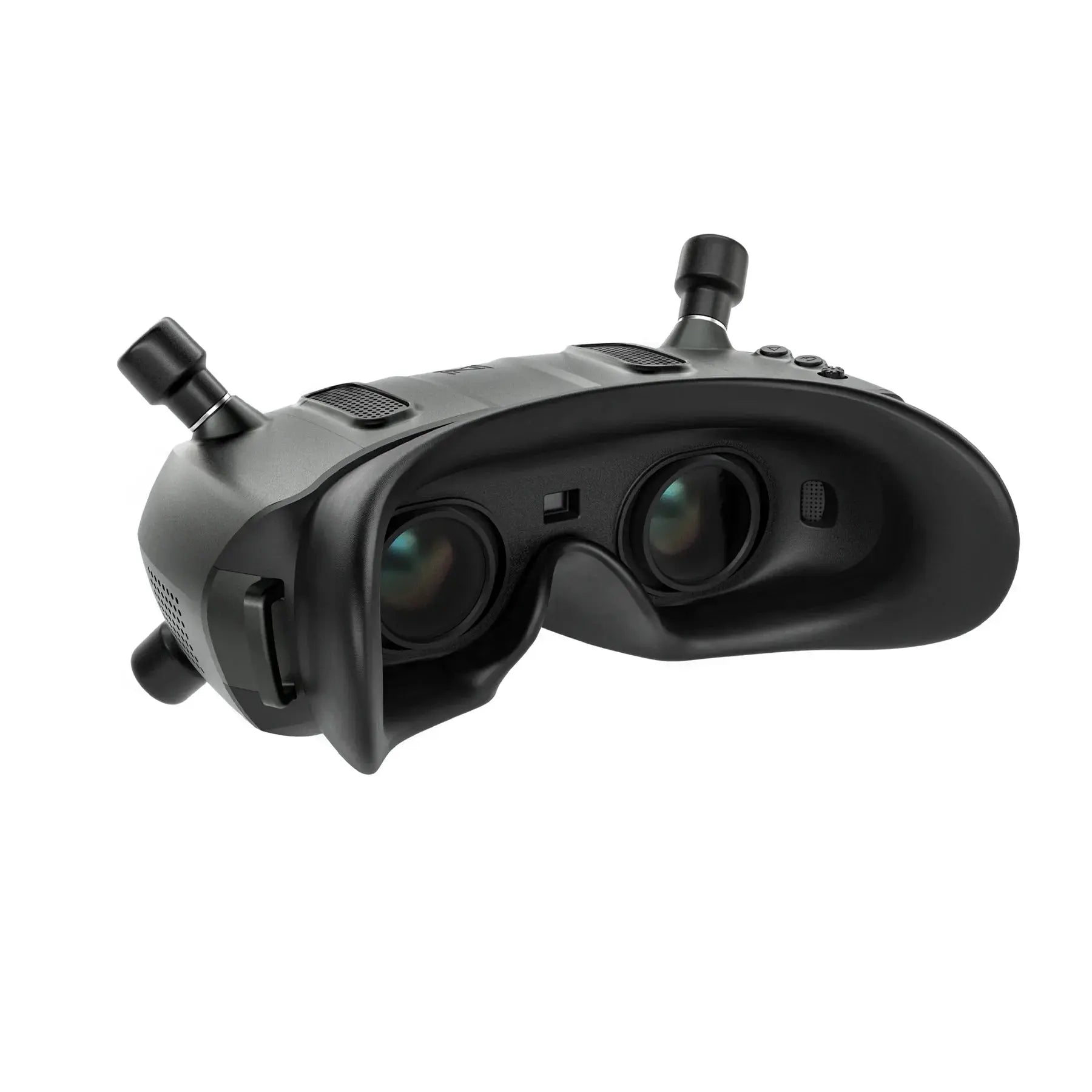 The WalkSnail Avatar Pro Night Vision Edition HD FPV goggles by HeadphoneHeat, in black with 1080P 120fps support, two antennas, and control buttons, are angled to highlight the eyepieces and lenses. Shown isolated on a white background.