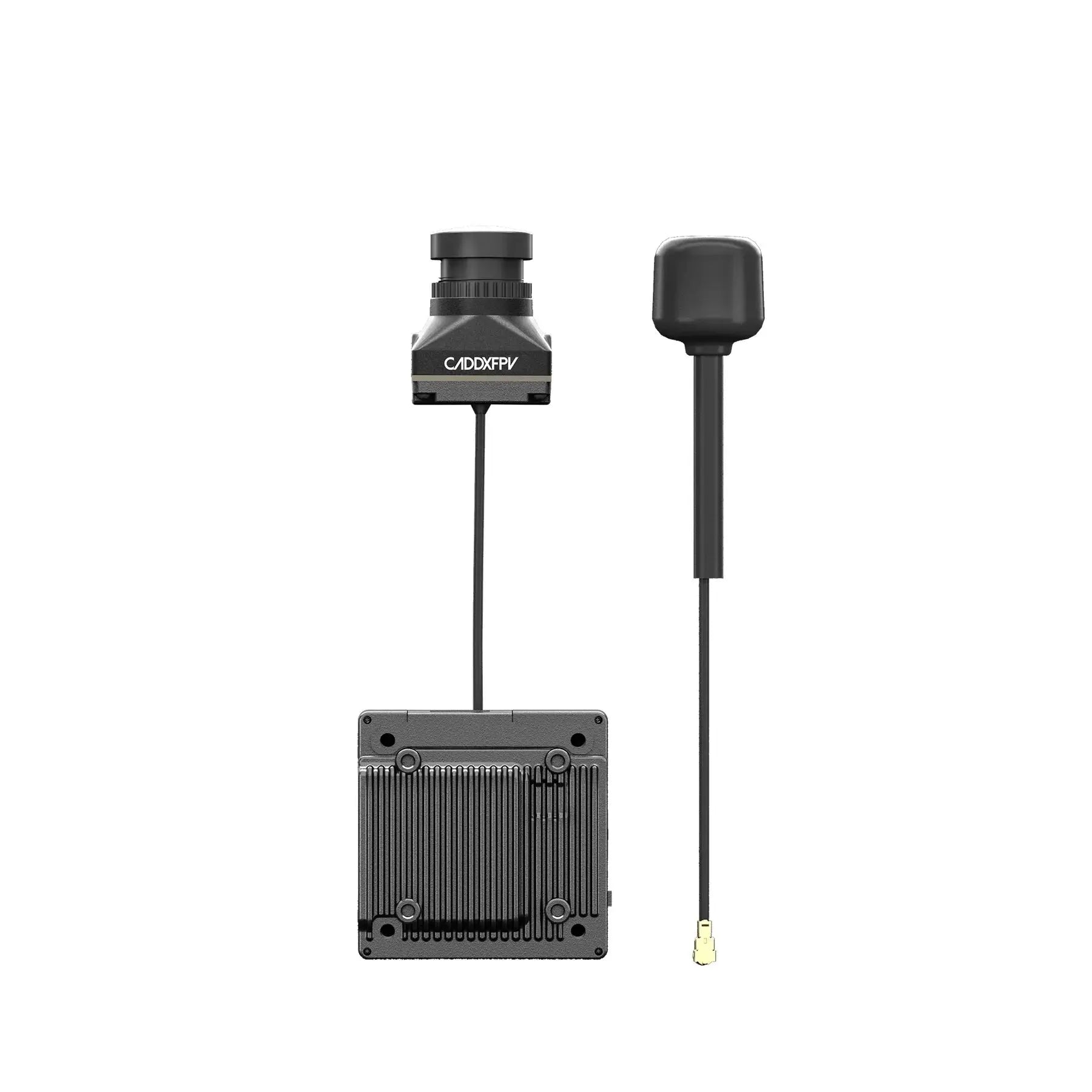 The HeadphoneHeat WalkSnail Avatar Pro Night Vision Edition HD is a digital FPV camera system with a connected lens, square module with cooling fins, and separate antenna—supports 1080P 120fps—shown against a white background.