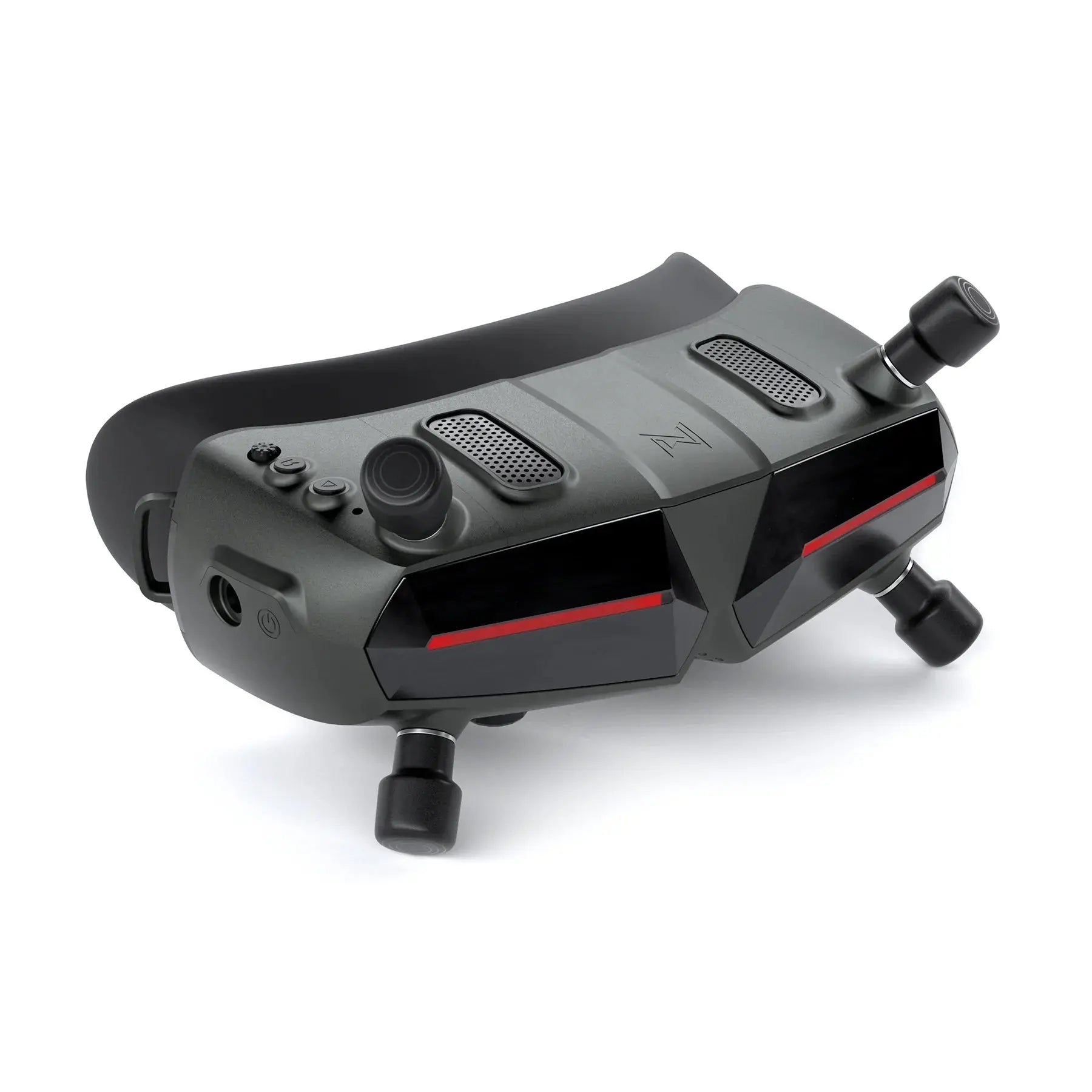 The HeadphoneHeat WalkSnail Avatar Pro Night Vision Edition HD are black FPV goggles with dual front cameras, buttons, two antennas, and 1080P 120fps support for immersive experiences or remote drone piloting.