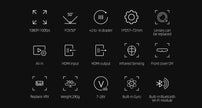 A grid of 16 white line icons on black highlights the WalkSnail Avatar Pro Night Vision Edition HD by HeadphoneHeat, showcasing features like 1080P 120fps, FPV goggles support, HDMI I/O, infrared sensing, gyro, Bluetooth Wi-Fi & replaceable lens.